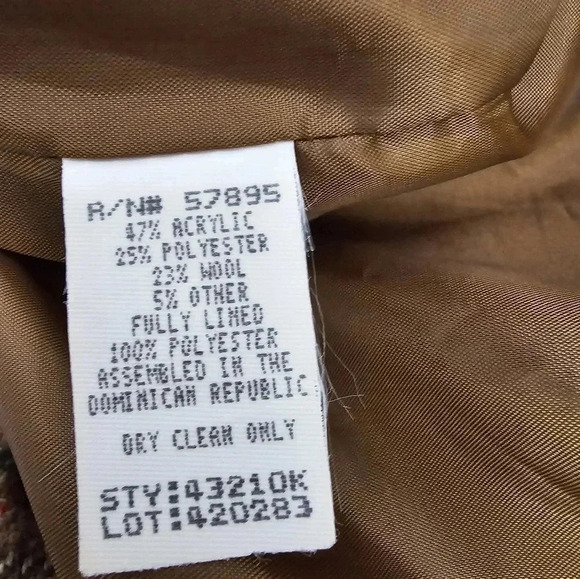 Vintage Requirements Woman’s‎ Brown Tartan Plaid Blazer Size 8 Wool Blend Jacket - Picture 3 of 4